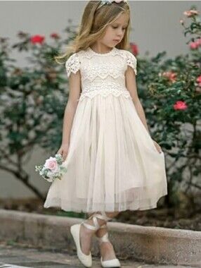 THINK PINK Ivory Lace Tulle Dress - Elegant Party Dress